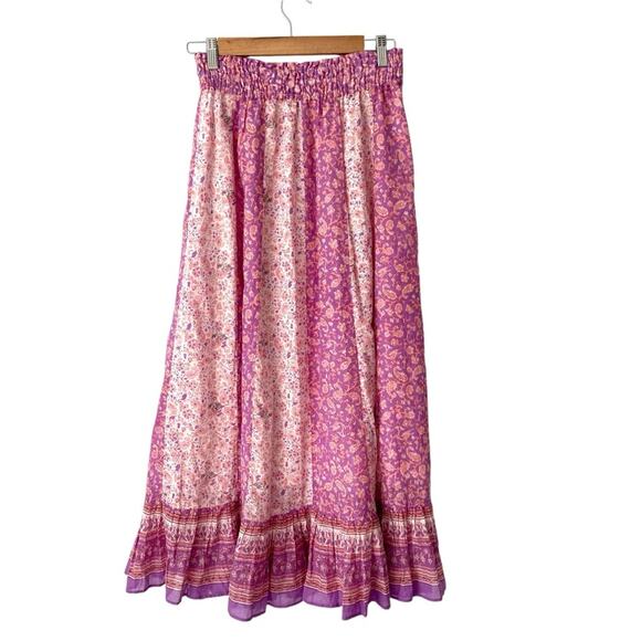 Ne Quittez Pas Anthropologie Pink Maxi Bohemian Skirt Peasant Boho size small - Picture 5 of 7